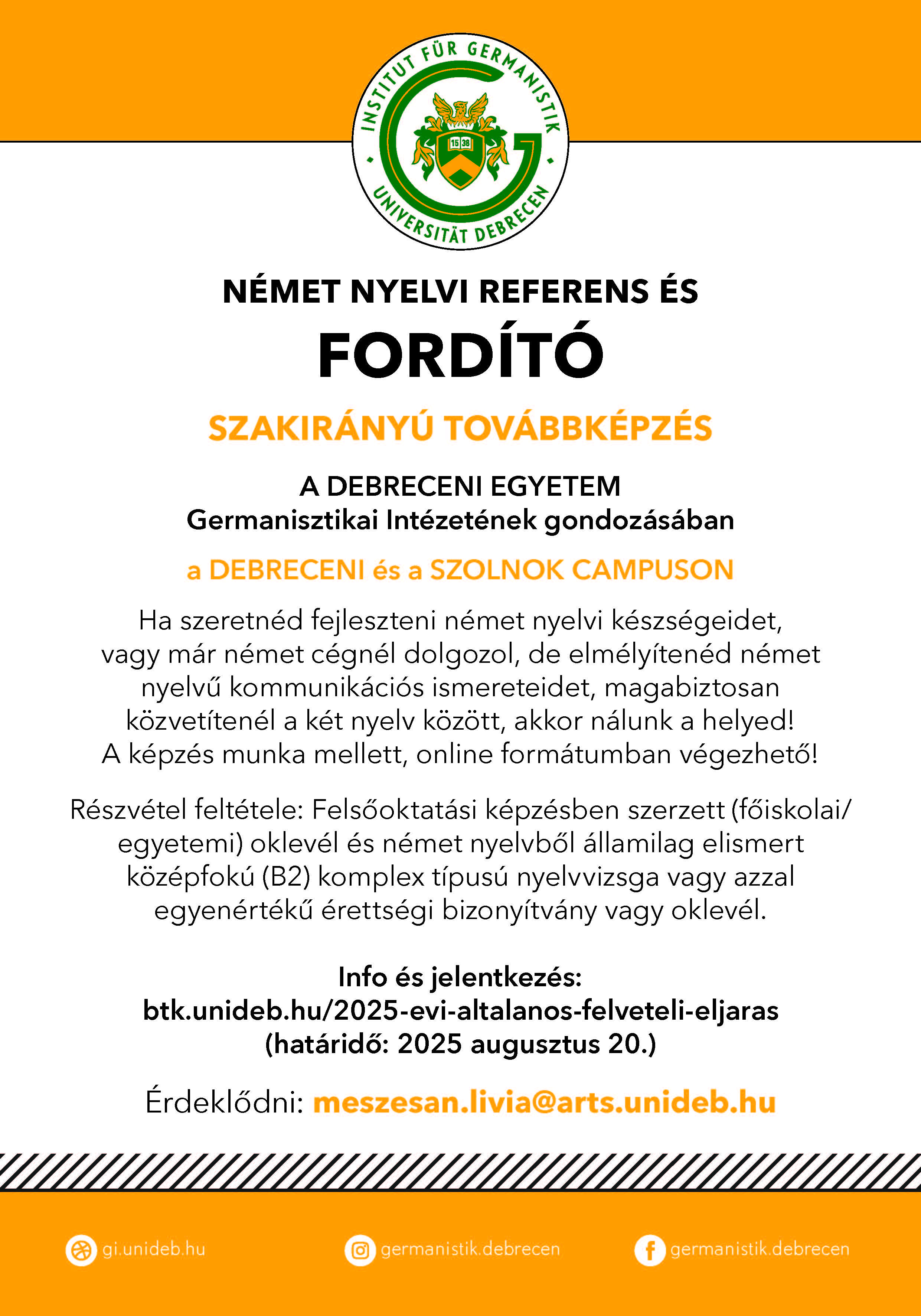 német nyelvi referens és fordító szakirányú továbbképzés